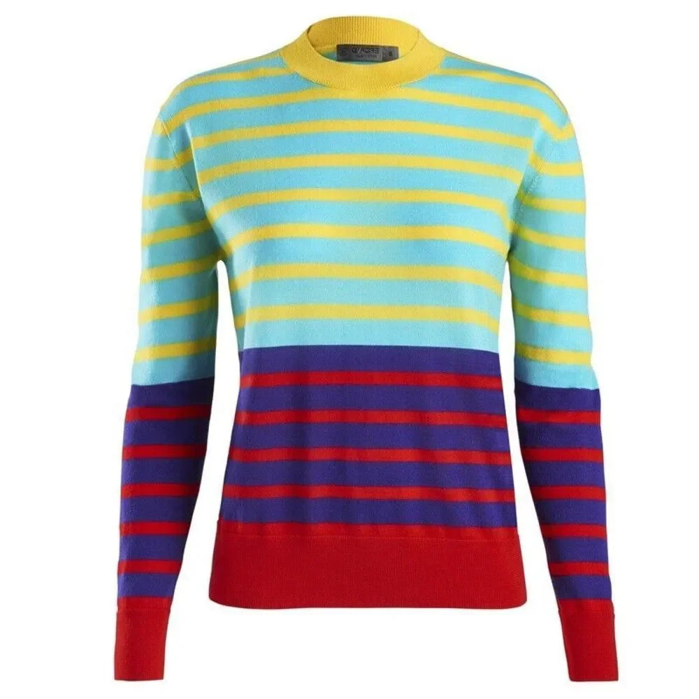 G/Fore Dual Stripe Crew Neck Sweater XS S M L Fiji Merino Wool Womens GFore